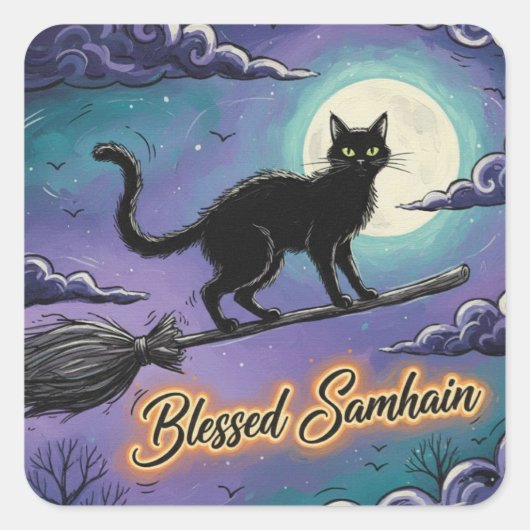 BlessedSamhainCat Vierkante Sticker (Voorkant)