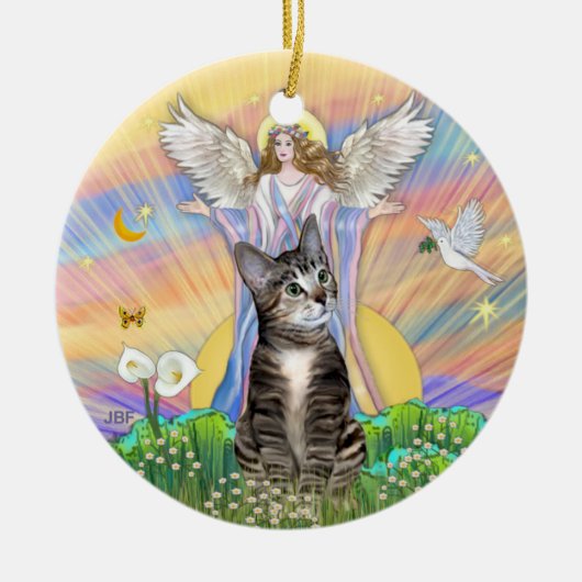 Blessing - BrownTabby Cat 2 Keramisch Ornament (Voorkant)