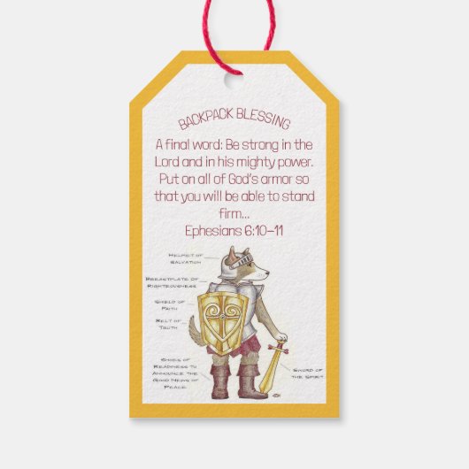 Blessing of the Backpacks Armor of God Cadeaulabel (Achterkant)