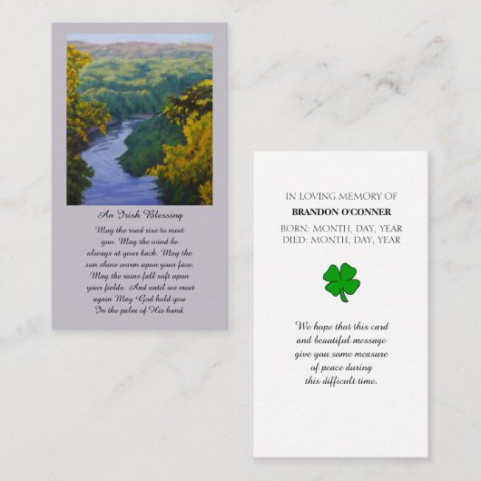 Blessings and Prayers Memorial Card Visitekaartje (Voorkant / Achterkant)