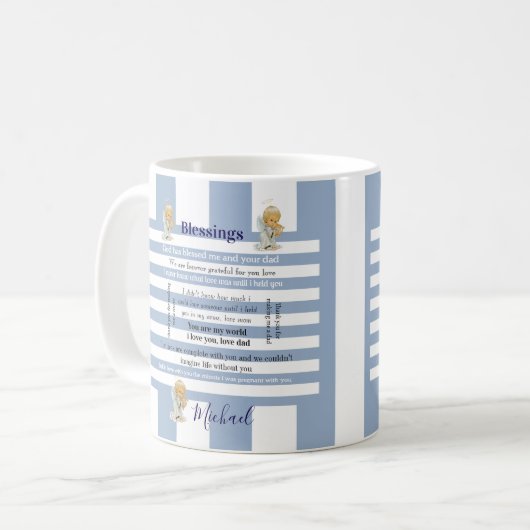 Blessings Blue & White Stripe Mug (Devant gauche)