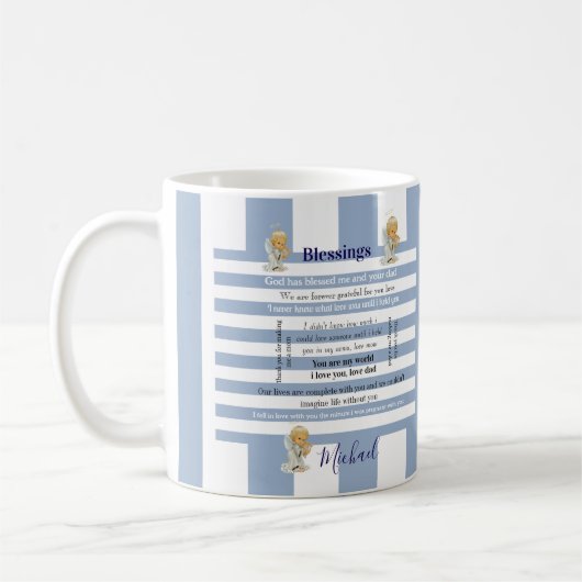 Blessings Blue & White Stripe Mug (Gauche)