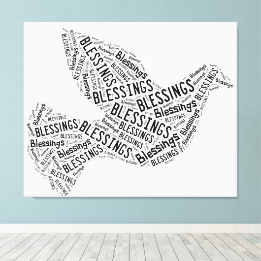 Blessings Dove, Black on White, Canvas (Insitu (Houten vloer))