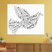Blessings Dove, Black on White, Canvas (Insitu (Woonkamer))