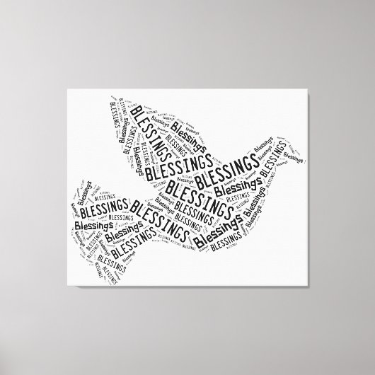 Blessings Dove, Black on White, Canvas Afdruk (Voorkant)