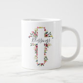 Blessings Floral Waterverf Religieuze Kruis Extra Grote Beker (Rechts)