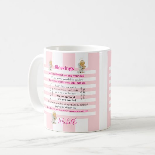Blessings Pink & White Stripe Mug (Devant gauche)