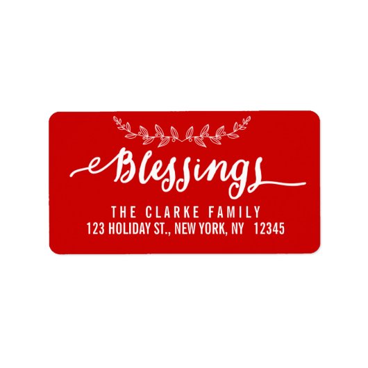 Blessings Red en White | Vakantiemaand Etiket (Voorkant)