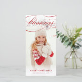 Blessings Script Religieuze kerstcadeaufoto Feestdagenkaart (Staand voorkant)