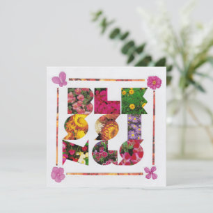 BLESSINGS White en Floral Letters Kaart