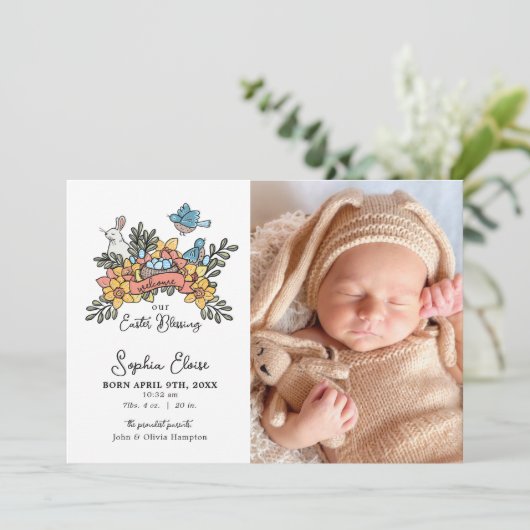 Blessure de Pâques Faire-part bébé (Debout devant)