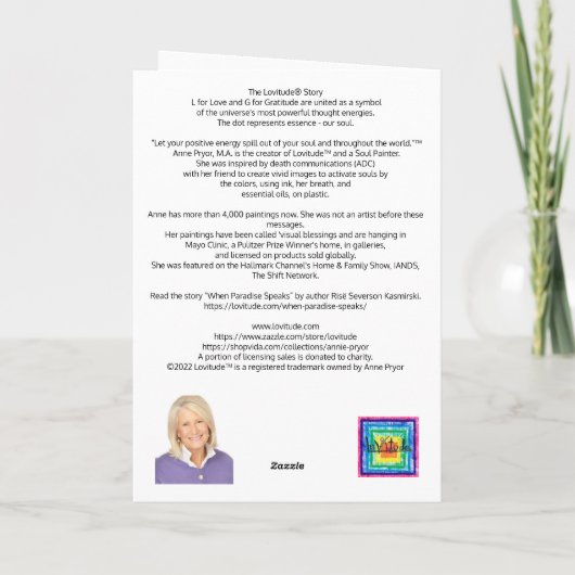 Blessures d'anniversaire Lovitude Carte de note bl (Dos)