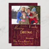 Blessures de Noël Retro Red Carte de vacances (Devant / Derrière)