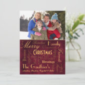 Blessures de Noël Retro Red Carte de vacances (Debout devant)