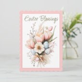 Blessures de Pâques Tulip Bouquet Scalloped Carte (Debout devant)