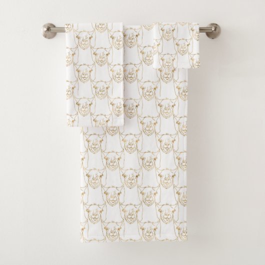 Blessures d'or mûre Llama Animal Blanc Motif (En situation)