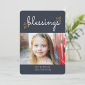 Blessures simples Carte photo de Noël | Bleu (Debout devant)