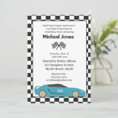 Bleu 10e Anniversaire course voiture Invitation (Debout devant)