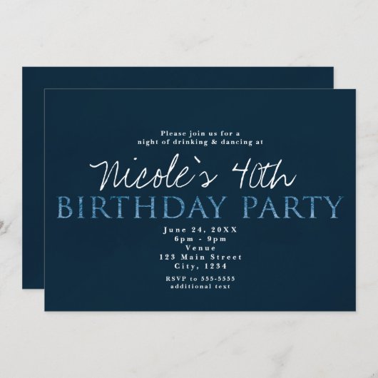 Bleu 13E 13 Anniversaire Invitation (Devant / Derrière)