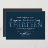 Bleu 13E 13 Anniversaire Invitation (Devant / Derrière)