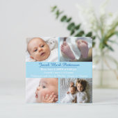 Bleu 4 photos - Faire-part de naissance (Debout devant)