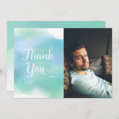 Bleu à la mode de carte photo de Merci (Devant / Derrière)