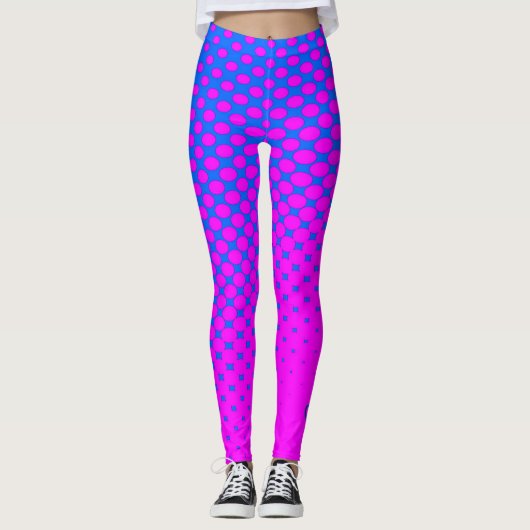 Bleu à rose Gradient Leggings Motifs (Devant)