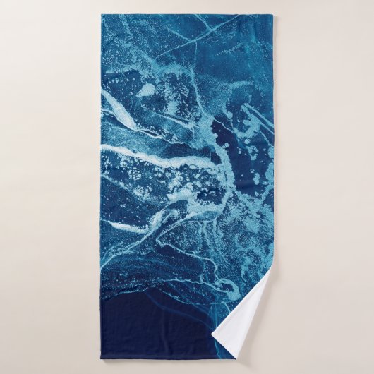Bleu Abstrait. Bleu et blanc Blots. Effacer w (Serviette de bain)
