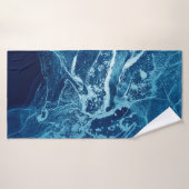 Bleu Abstrait. Bleu et blanc Blots. Effacer w (Serviette de bain)