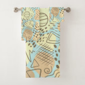 Bleu Abstrait contemporain, Jaune, Melon, Brown (En situation)