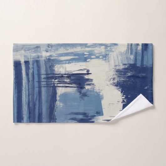 Bleu Abstrait et ivoire (Serviette à main)