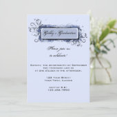 Bleu Abstrait Floral Graduation Party Invitation (Debout devant)