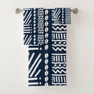 Bleu Africain Denim Bogolan Design Serviettes de b