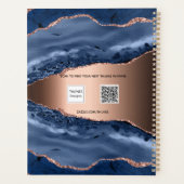 Bleu agate marbre rose or nom script 2023 (Dos)