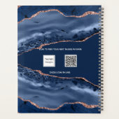 Bleu agate marbre rose or nom script 2025 (Dos)