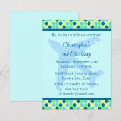 Bleu Airplane dots boys Invitation à la fête d'ann (Devant / Derrière)