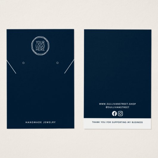 Bleu Ajouter Votre Logo Collier Boucles d'oreilles (Devant & derrière)