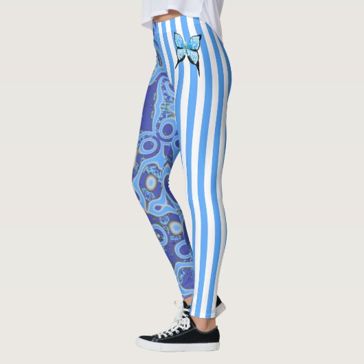 Bleu Amoeba et Leggings en bande (Gauche)