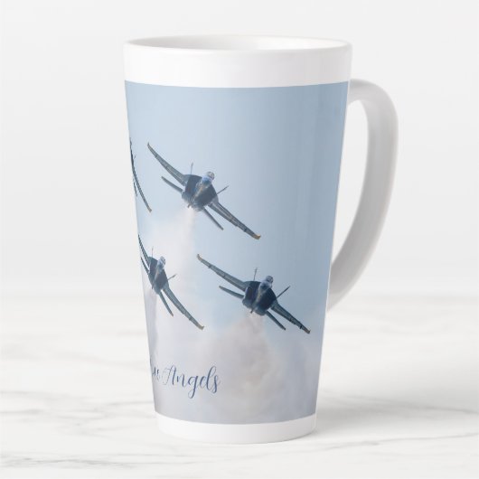 Bleu Angles Latte Mug (Angle droit)