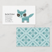 Bleu animal mignon Cartes de visite (Devant / Derrière)