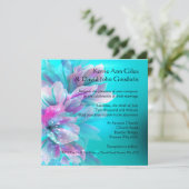 Bleu Aqua coloré et Faire-part de mariage rose (Debout devant)