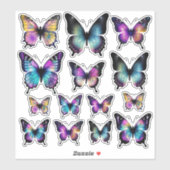 Bleu Aquarelle Bleu jolie Stickers Vinyl Papillon (Feuille)