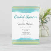 Bleu Aquarelle Douche nuptiale Invitation (Debout devant)