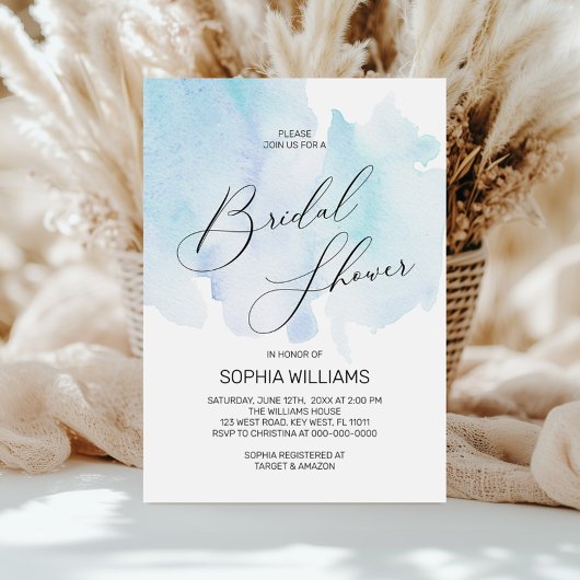 Bleu Aquarelle Douche nuptiale Invitation