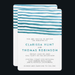 Bleu Aquarelle Faire-part de mariage<br><div class="desc">Cette belle invitation à l'aquarelle présente des rayures bleues et turquoises au-dessus de votre texte customisé. Un design qui conviendra aux mariages de mer ou de bord de mer,  aux amateurs d'art et aux couples modernes ! Tout le texte est entièrement personnalisable.</div>