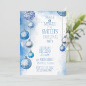 Bleu Aquarelle Fête de Noël Invitation (Debout devant)