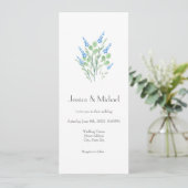 Bleu Aquarelle Fleur sauvage Bouquet Invitation (Debout devant)