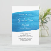 Bleu Aquarelle Graduation Party Invitation (Debout devant)