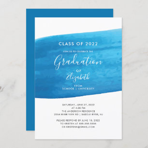 Bleu Aquarelle Graduation Party Invitation