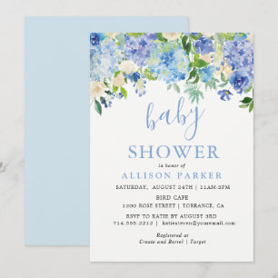 Bleu Aquarelle Hydrangea Brunch et Cartes de mouss